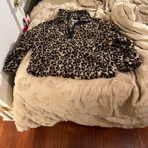 Leopard Print Fleece Pullover